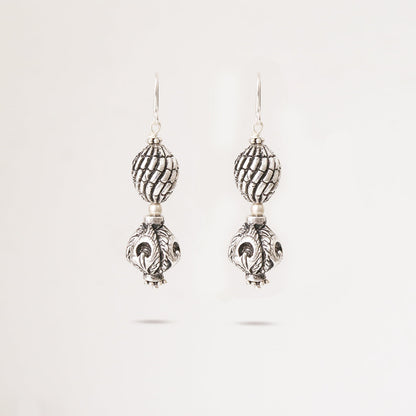 Double Carved Ball Earrings