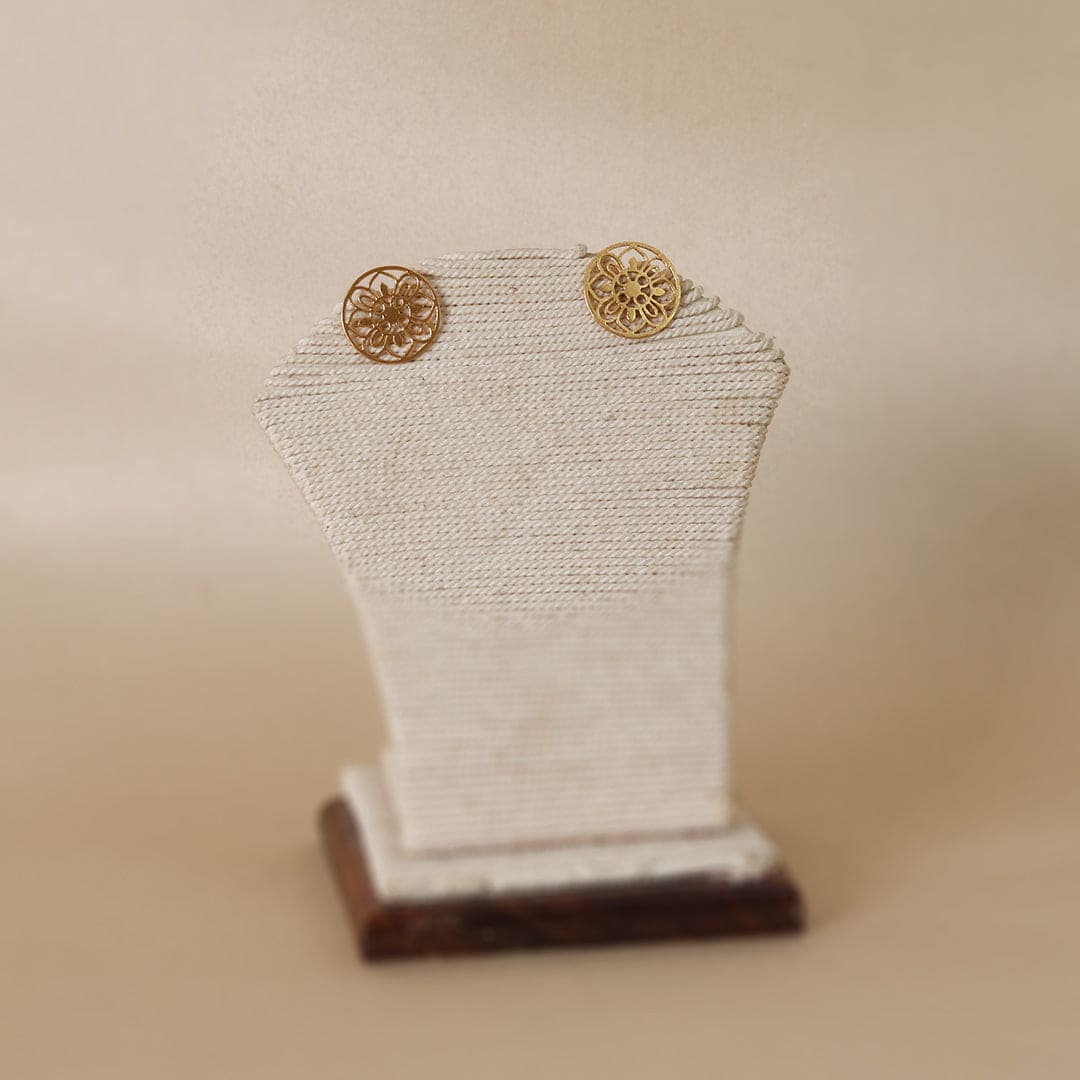 Gold-Tone Flower Cutwork Studs, Small