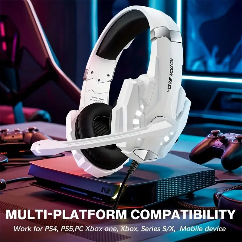 Gaming Headset with Mic LED for PS4 PS5 Xbox