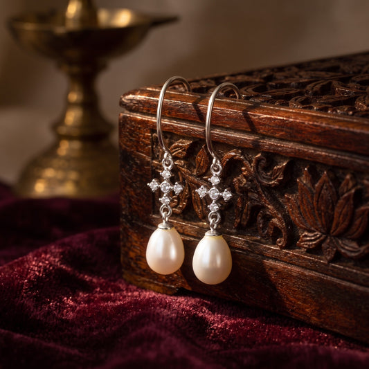 Zircon Pearl Drop Hooks